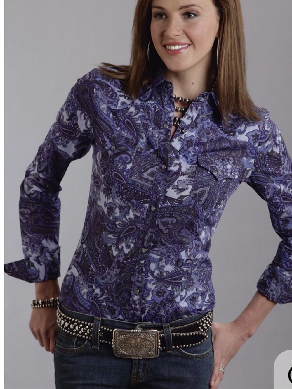 Stetson Women's Purple Paisley Western Shirt